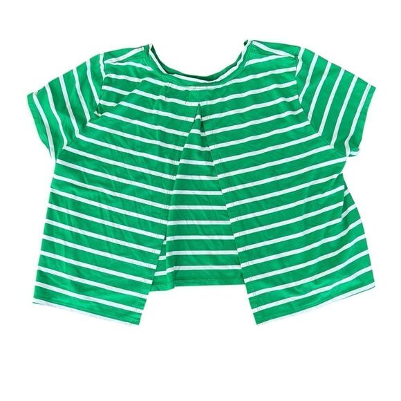 C. Wonder Open Back T Shirt Green White Stripe Crop Medium - Picture 2 of 4